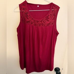 Elegant Red Lace Sleeveless Top